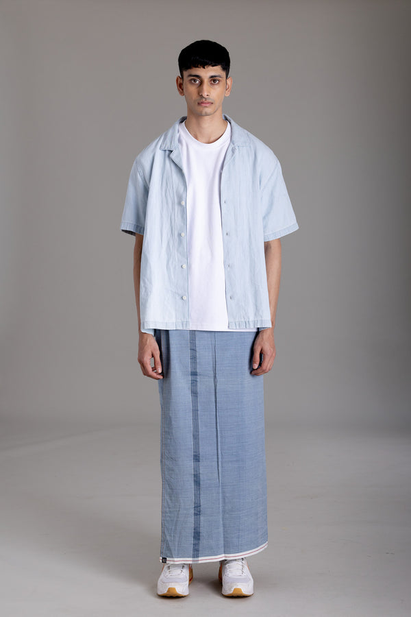 CHAMPAKKARA
Hand Woven Natural Indigo Mundu