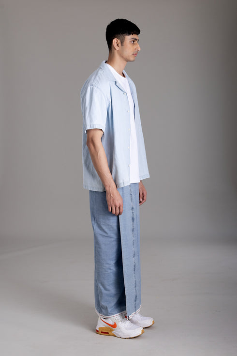 CHAMPAKKARA
Hand Woven Natural Indigo Mundu