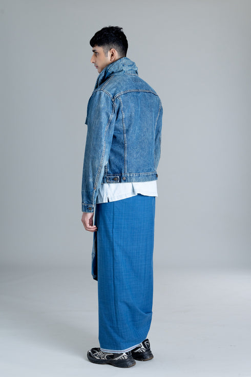 ELAMAKKARA Hand Woven Natural Indigo Mundu