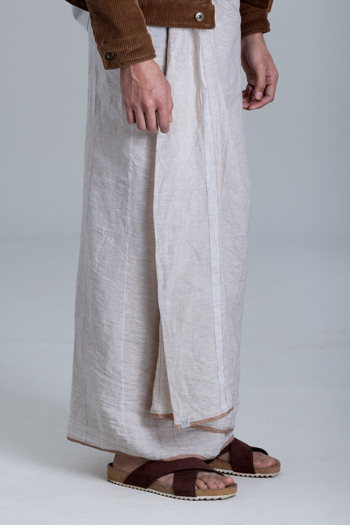 ERAVANKARA 100% Linen Hand woven Single Mundu