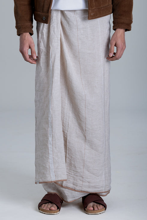 ERAVANKARA 100% Linen Hand woven Single Mundu