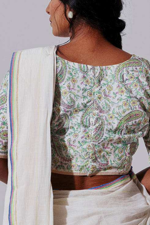 MUKKUTTI CHELA with Paisley Hand Block Printed Blouse