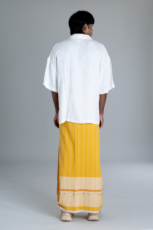 KOTTARAKKARA Striped Kasavu Mundu