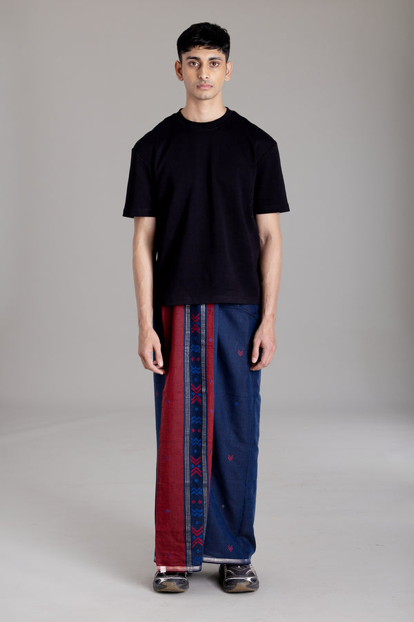 MADAKKARA Hand Woven Jamdani Light Weight Kasavu Mundu