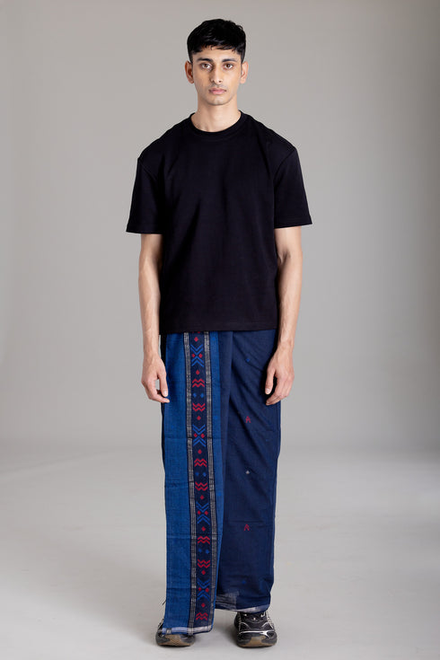 MADAKKARA Hand Woven Jamdani Light Weight Kasavu Mundu