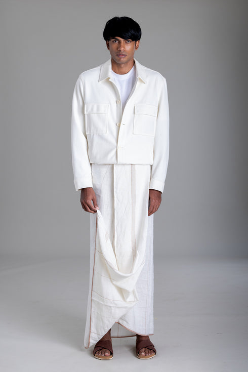 PALLIKKARA 100% Linen Hand woven Single Mundu