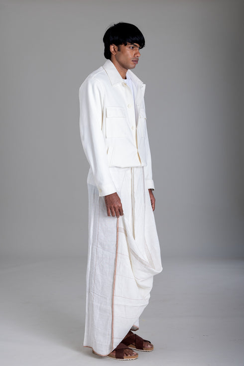 PALLIKKARA 100% Linen Hand woven Single Mundu