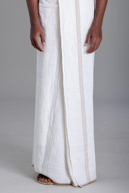 PALLIKKARA 100% Linen Hand woven Single Mundu