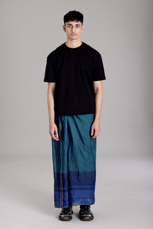 THIRUVANKKARA Hand Woven Jamdani Light Weight Kasavu Mundu