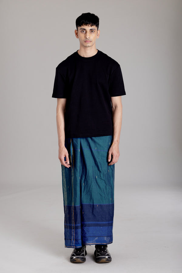 THIRUVANKKARA Hand Woven Jamdani Light Weight Kasavu Mundu