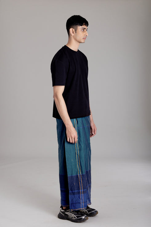 THIRUVANKKARA Hand Woven Jamdani Light Weight Kasavu Mundu