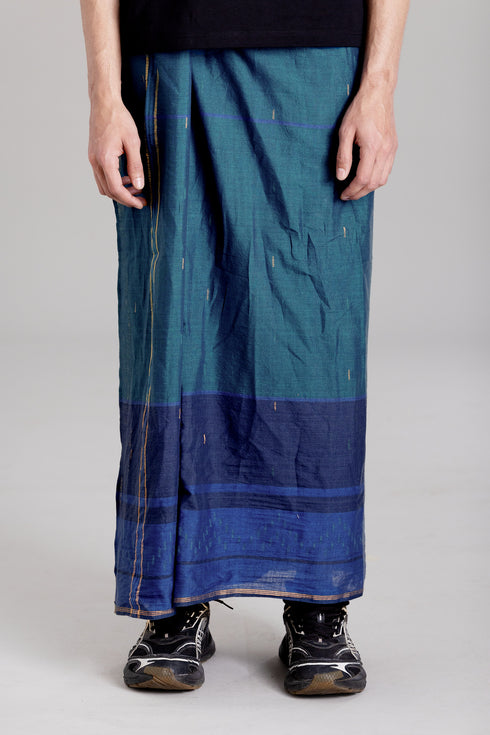 THIRUVANKKARA Hand Woven Jamdani Light Weight Kasavu Mundu